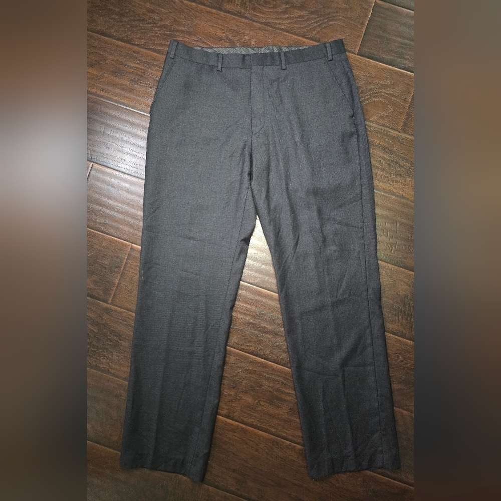Calvin Klein Mens Black Slim Fit Casual Dress Wool Pants 36Wx32L